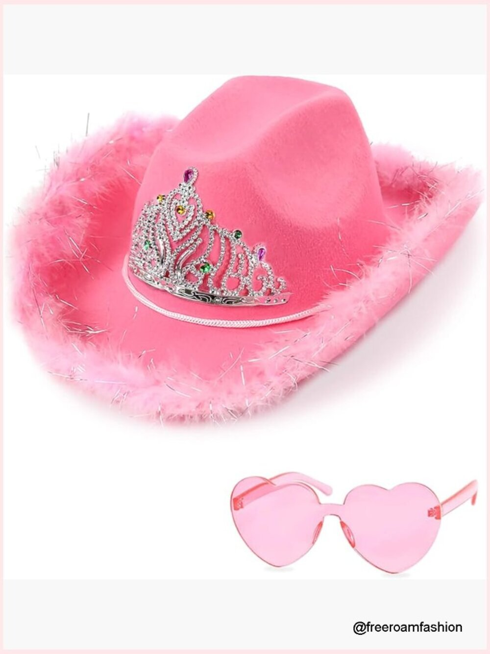 Cowboy Hat with Heart Sunglasses - Cowgirl Hat for Bachelorette